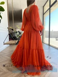 A-line Evening Dress For Women Deep V-Neck Chiffon with Tulle Floor Length Prom Party Gown/Formal Party Dress/Bespoke Dress