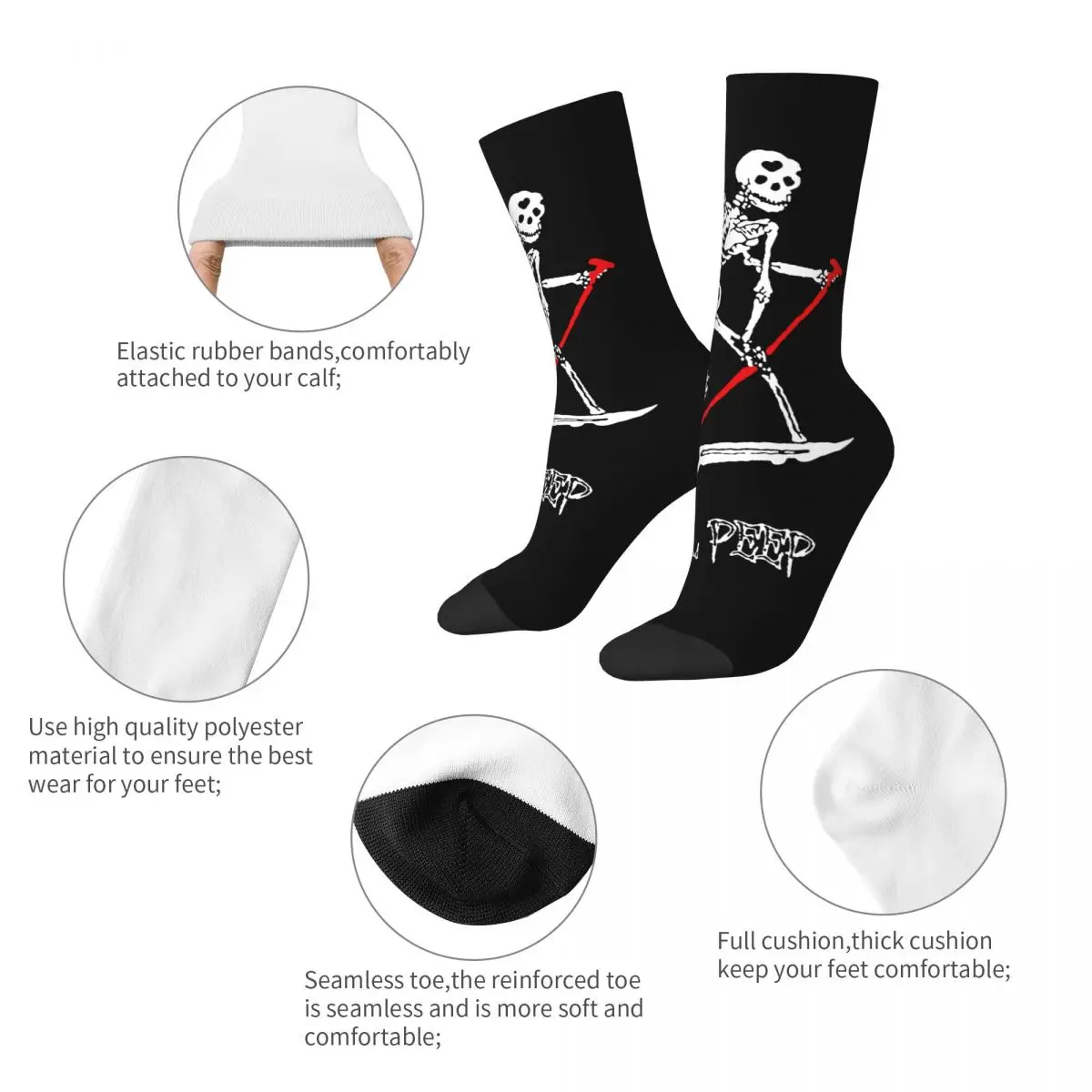 Happy Funny Male Men Socks Novelty Lil Peep Skeleton Sock Graphic Women Socks Spring Summer Autumn Winter