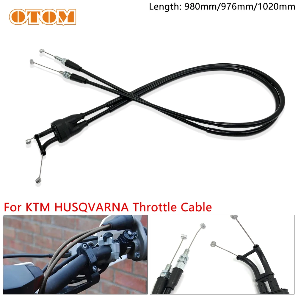 Motorcycle Throttle Cable 980mm 976mm 1020mm Accelerator Control Oil Line Steel Wire Set For KTM EXC SX-F HUSQVARNA FE 2005-2019