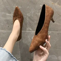 Sexy Pointed Toe Women Shoes Designer High Heels Retro Fad Leather Shoes 2024 Trend New Luxury Party Pumps Shallow Zapatos Mujer