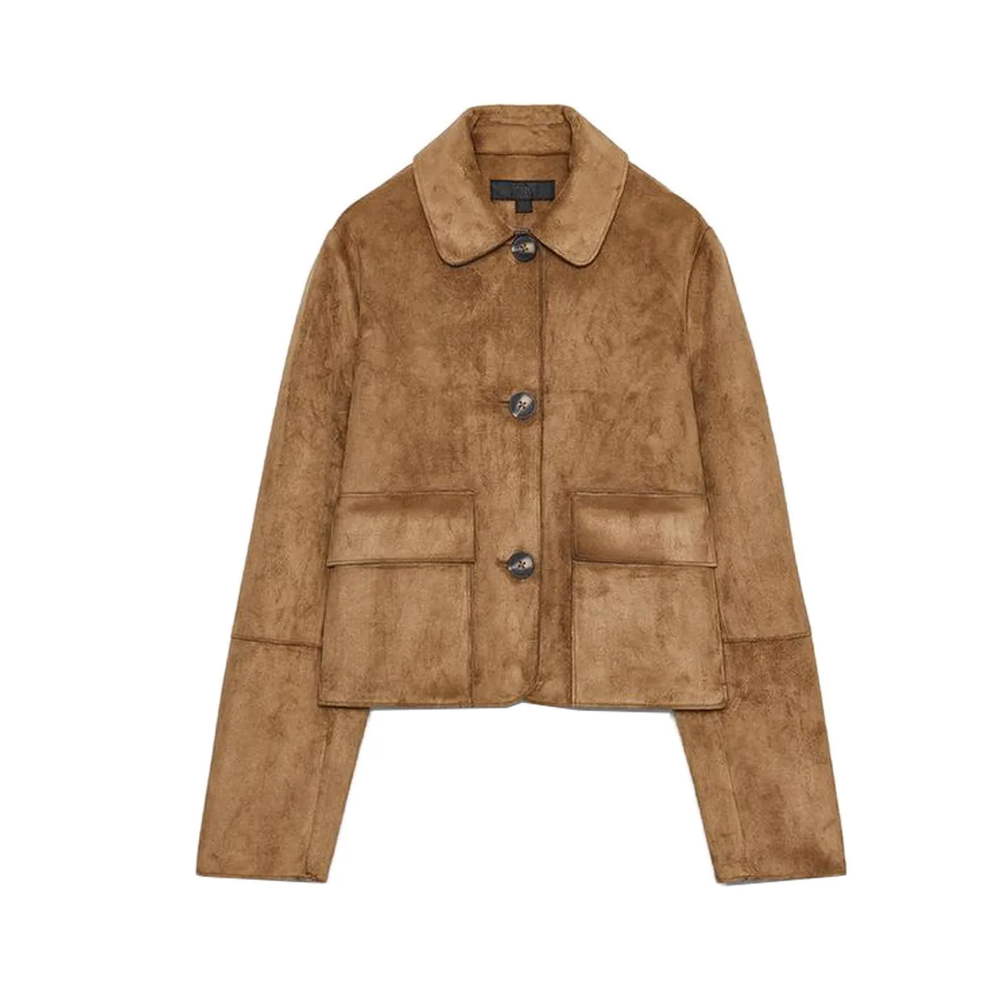 

Lazy Sle Women's Jaet ort Length Faux Suede Effect Long Sve Turn-down Collar New Arrival Autumn Season Ladies Coat