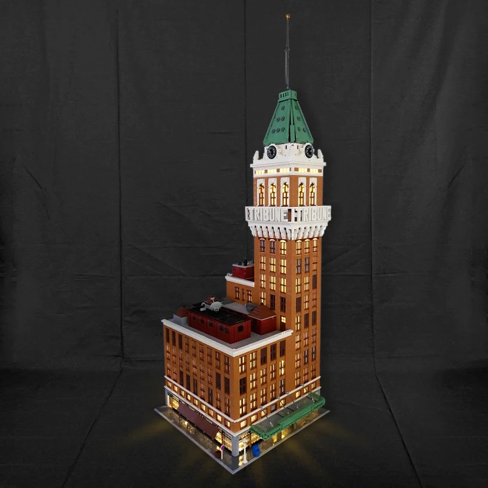 MOC Classic Architecture Tribune Tower Skyscraper Model Building Blocks Street view building house Bricks Toy Kids collect Gift