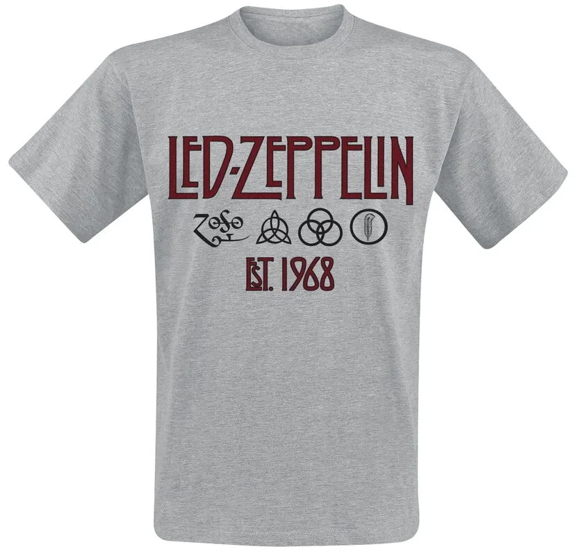 Logo Led Zeppelin Band T-Shirt 100 % Baumwolle Grafik-T-Shirt Herren Damen Sommer Streetwear Top