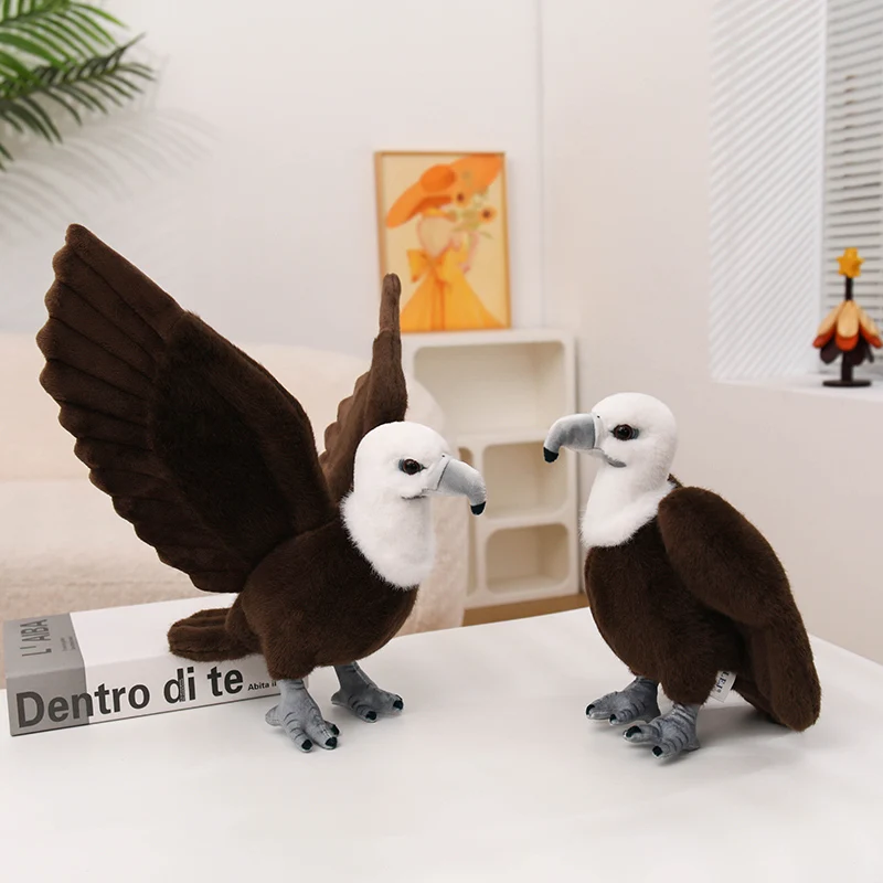 Vulture Stuffed Animal 25cm 27cm Flying Standing Choices Realistic Plush Bird for Office Display Holiday Souvenir Gift