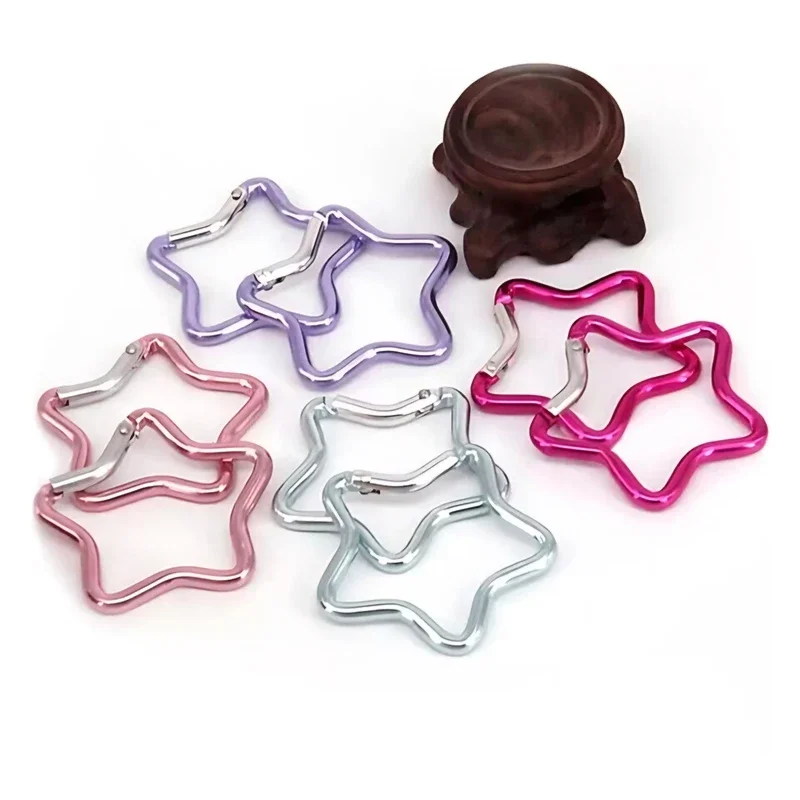 1Pc Pentagonal Star Shaped Aluminum Alloy Mountain Climbing Buckle Keychain Multifunctional Hook Making Accessories