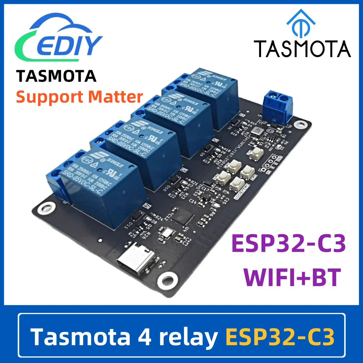 

Tasmota ESP32-C3 Встроенный 4-канальный релейный модуль управления платой разработки