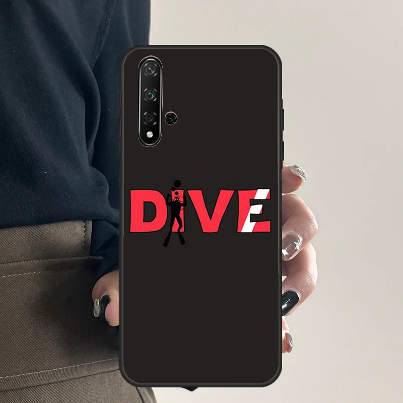 Dive Scuba Diver Shark Diving Flag Case For Huawei Nova 10 9 SE 5T 3i 7i 8i 11i Y60 Y61 Y70 Y90 P30 P40 Lite P60 Mate 60 Pro