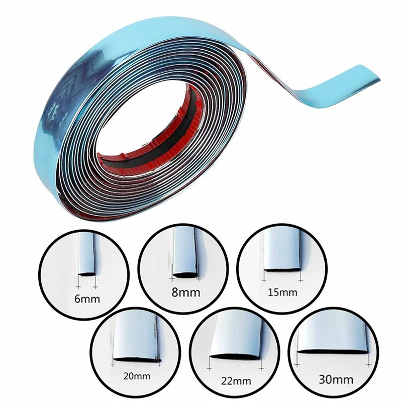 3M/5M Car Chrome Silver Trim Strip PVC Universal Scratch-Proof Protector Auto Door Window Bumper Body Decor Styling Moulding