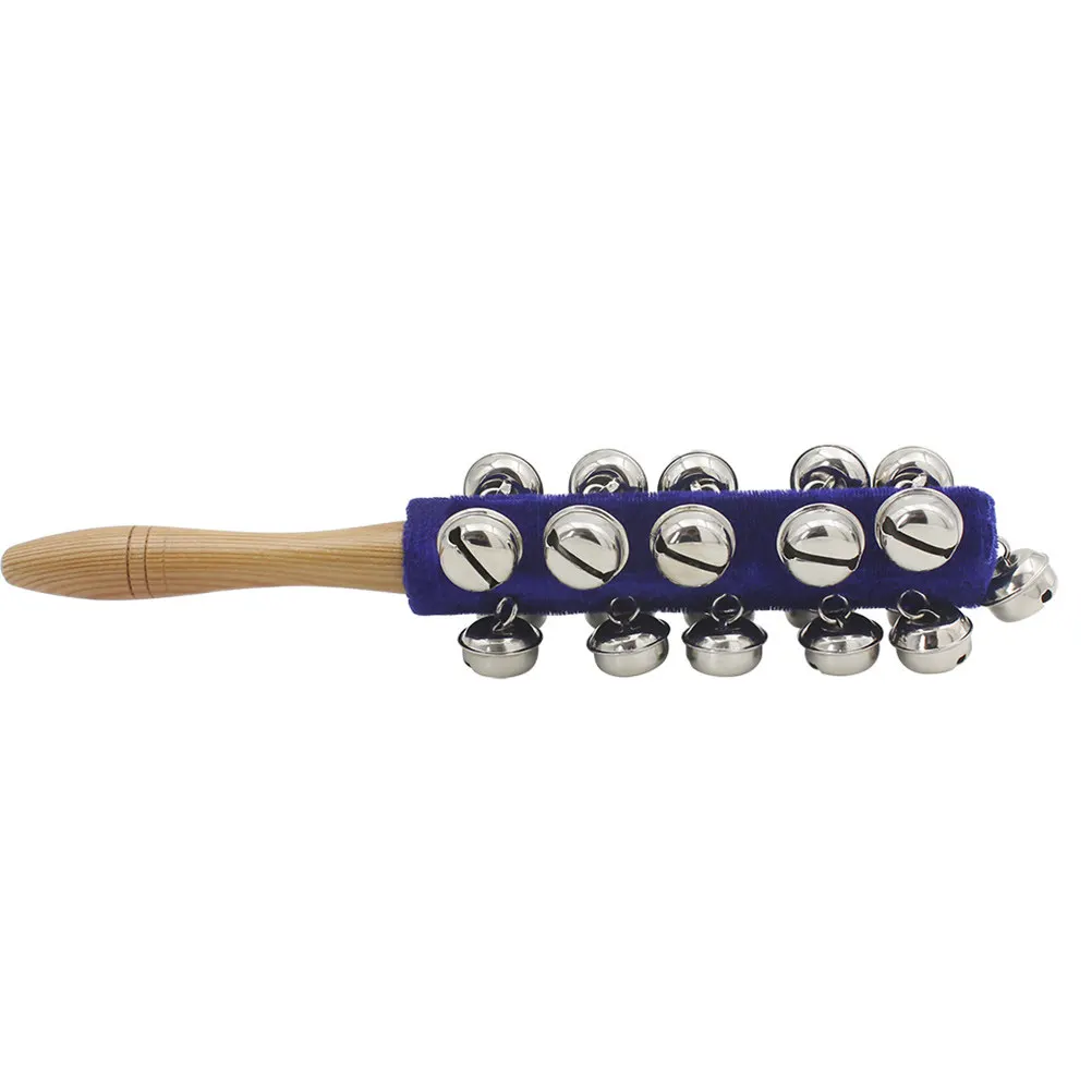 Handheld Bell Jingle Stick Wooden Handle Educational Percussion Instrument for Music Movement Class