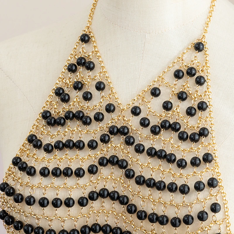 

Hazem Body Chains Bra Festival Clothing JewelrySexy Metal Body Chain Dress For Women Fashion Bling Nightclub Backless Adjustable