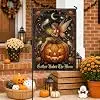 Pumpkins Garden Flag, Fanciful Festive Fairy Moon Halloween Orange Burlap Double Sided Yard Decorative Flags for Outdoor Fro cci