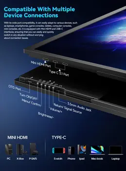 24,5palcový přenosný monitor 240Hz 1080P 100%sRGB 460nit externí herní obrazovka pro notebook Xbox Switch herní konzole PC displej 10 nejlepší prodej 24palcový přenosný monitor - №9