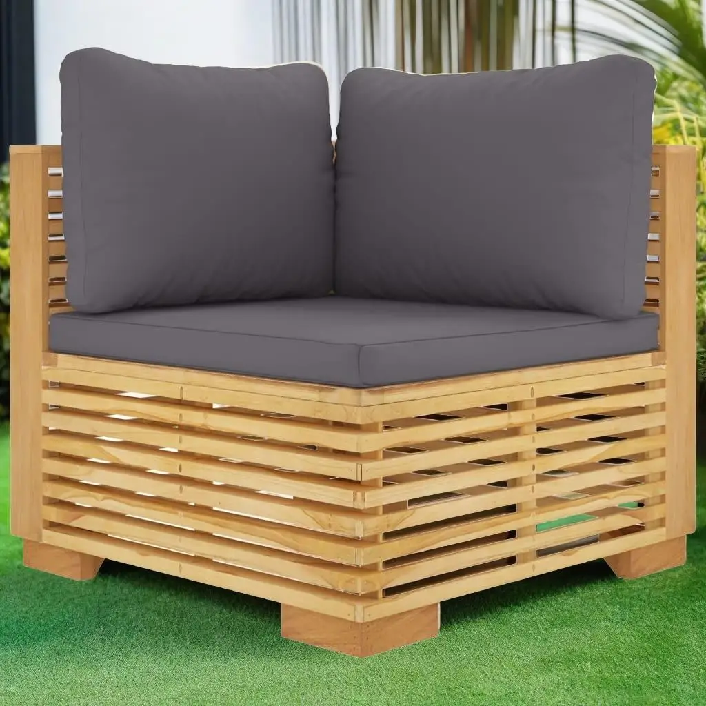 2-Piece Patio Corner Sofa Set with Cushions - Solid Teak Wood Outdoor Furniture