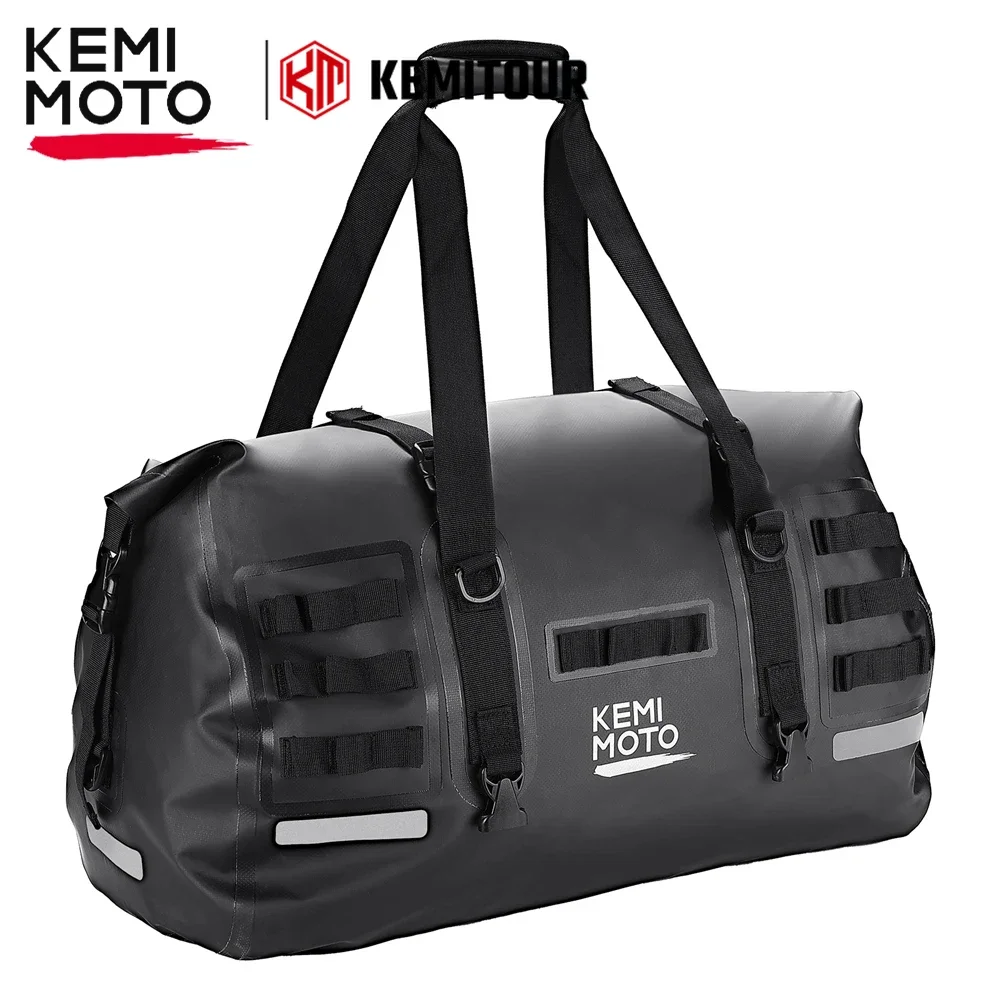 

KEMIMOTO Waterproof Luggage Bag 50L Motorcycle Outdoor Travel Dry Bag Trunk Tail Bag Universal for Moto Trip Camping Rainproof