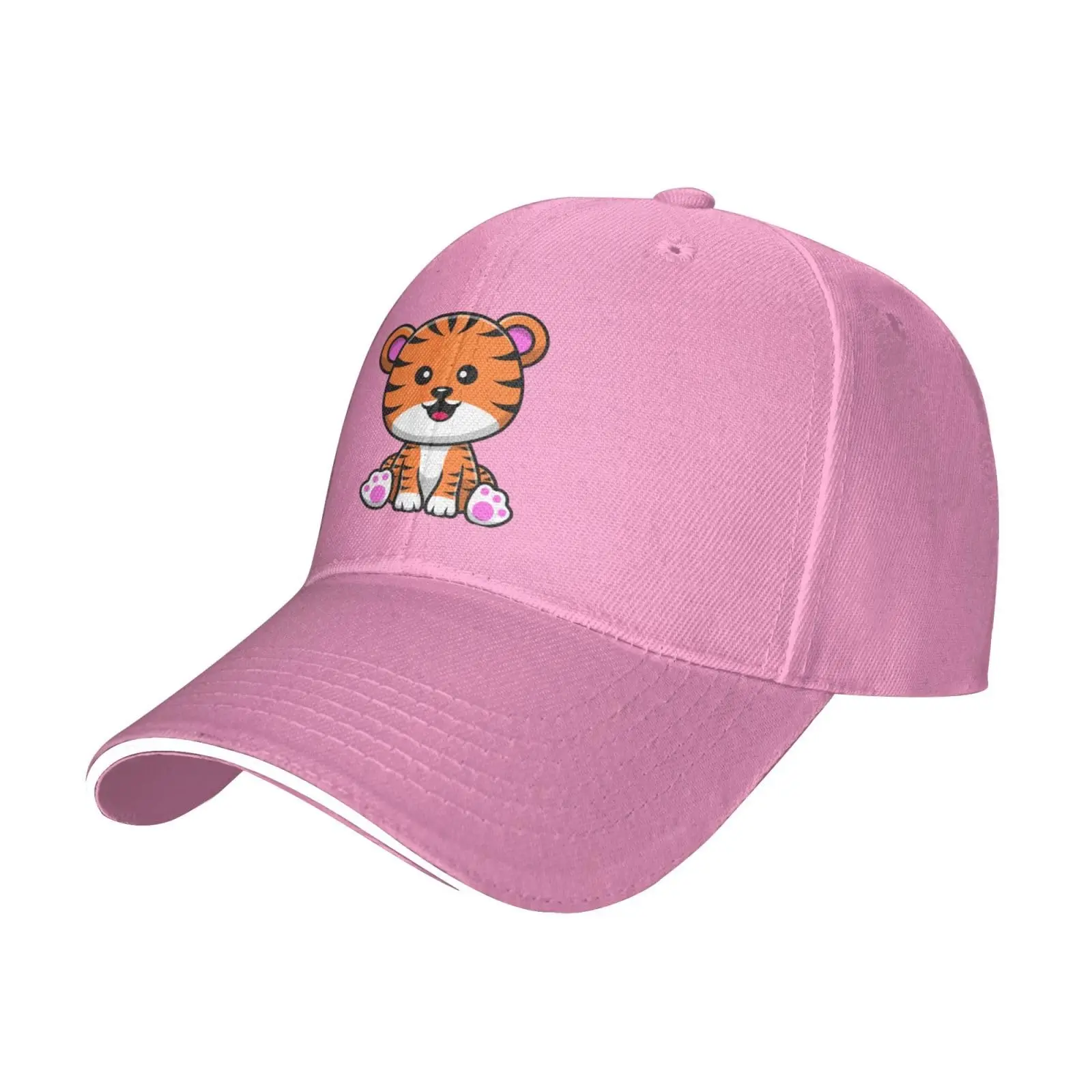 

Cute Tiger Sitting Baseball Cap Women Men Hat Adjustable Outdoor Baseball Caps Sun Hat Pink