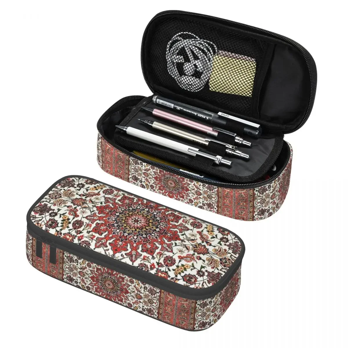 Bohemian Red Persian Carpet Kawaii Pencil Cases Girl Boy Large Capacity Antique Pencil Bag School Accessories
