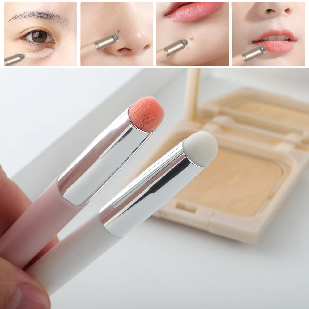 Soft Bristle/Silicone Lip Brush Mini Portable Concealer Brush Natural Look Lipsticks Applicator Washable Makeup Brush Tool