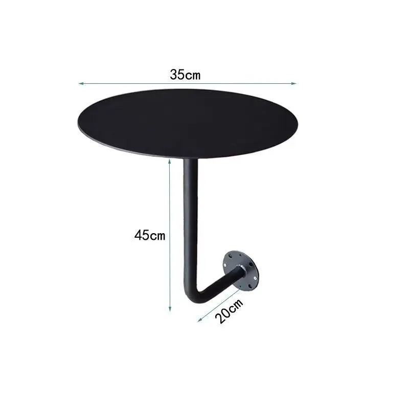 Black Wall - Mounted Round Table: Space - Saving Wall - Hugging Small Desk