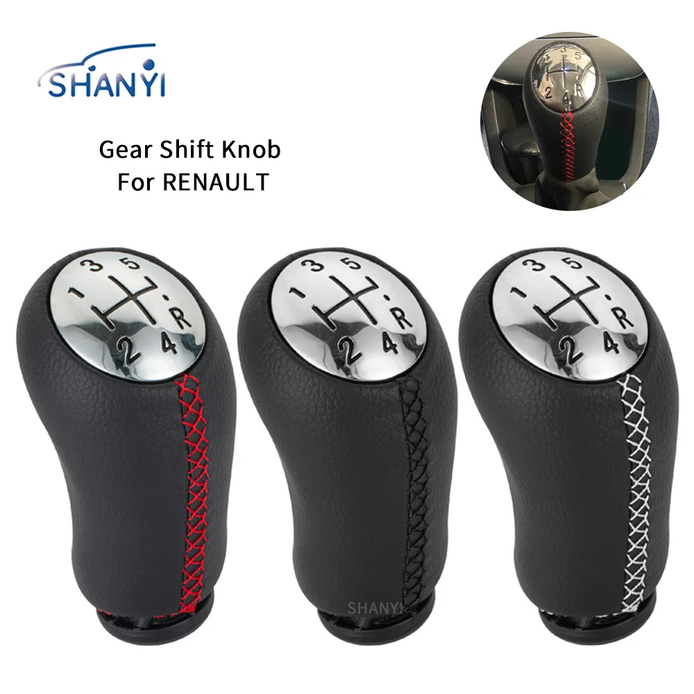 Car 5 Speed Gear Shift Knob Swift shift lever with Adapter For RENAULT Laguna Megane 2 MK2 II Clio 3 III MK3 Scenic 2