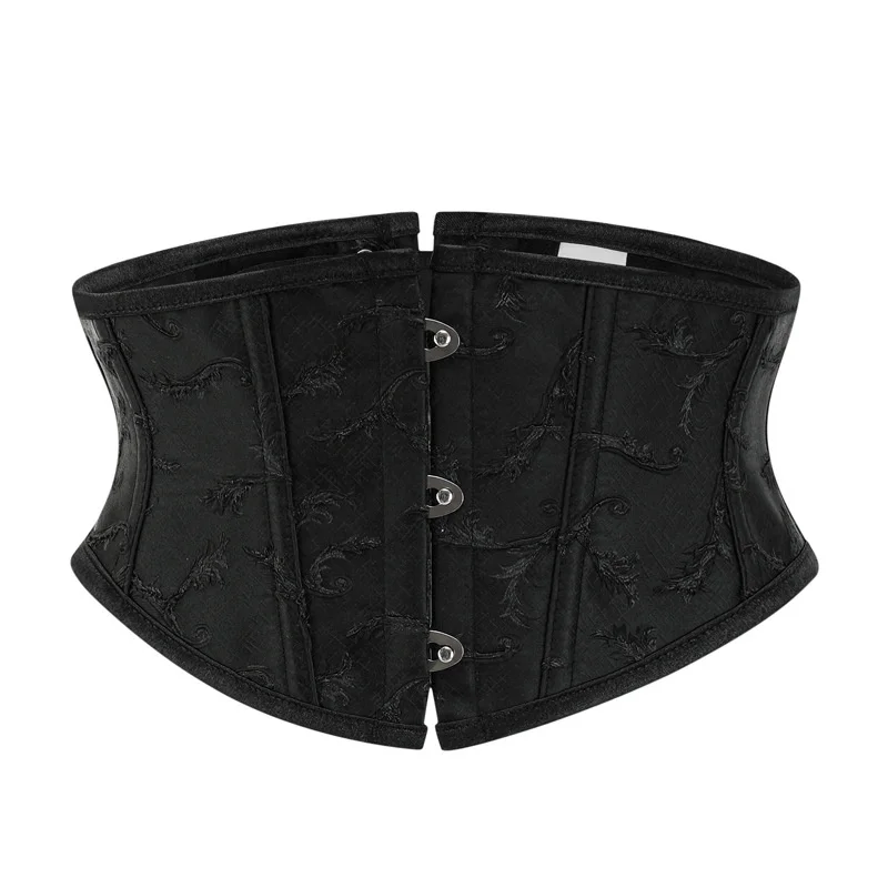 Women Short Underbust Corset Bustier Waist Cincher Slimming Belt Black White