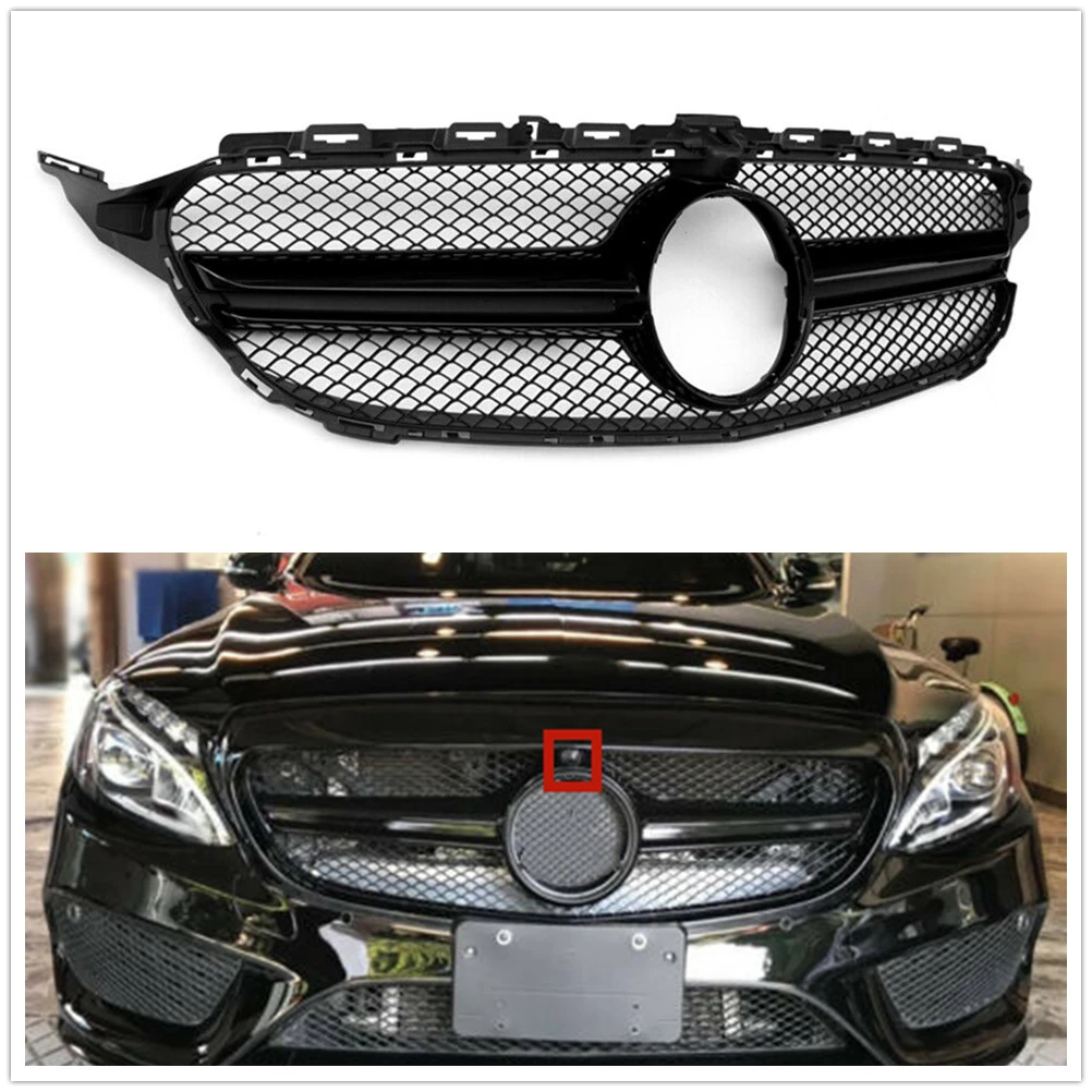 For Mercedes Benz C Class W205 2015-2018 C200 C250 C300 C350 C400 C43 Front Grille AMG Style Grill Upper Bumper Hood Mesh Grid