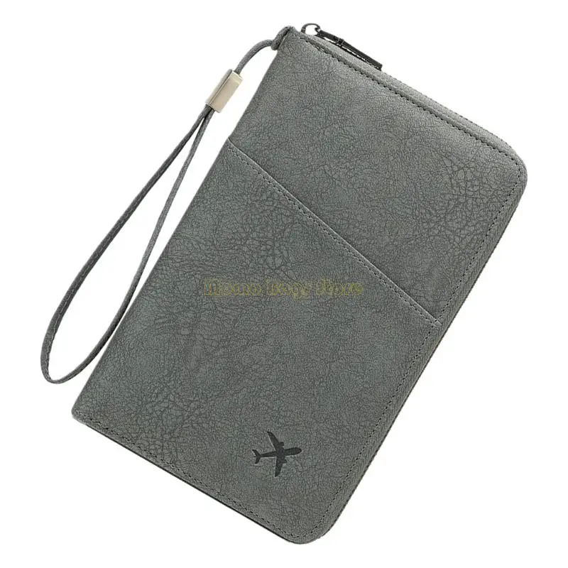 محفظة X90D PU لجواز السفر مع تخزين متعدد الطبقات وحامل بطاقات مانع للتنقل اليومي والمغامرات الخارجية #5