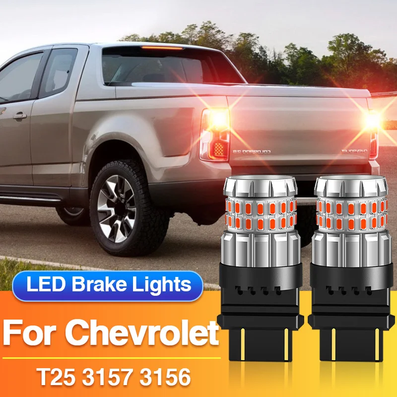 2PCS T25 3157 LED Brake Light 3156 Tail Blub for Chevrolet Cobalt/HHR/City Express/Blazer/Cavalier/Express 1500, P27/7W Red Lamp