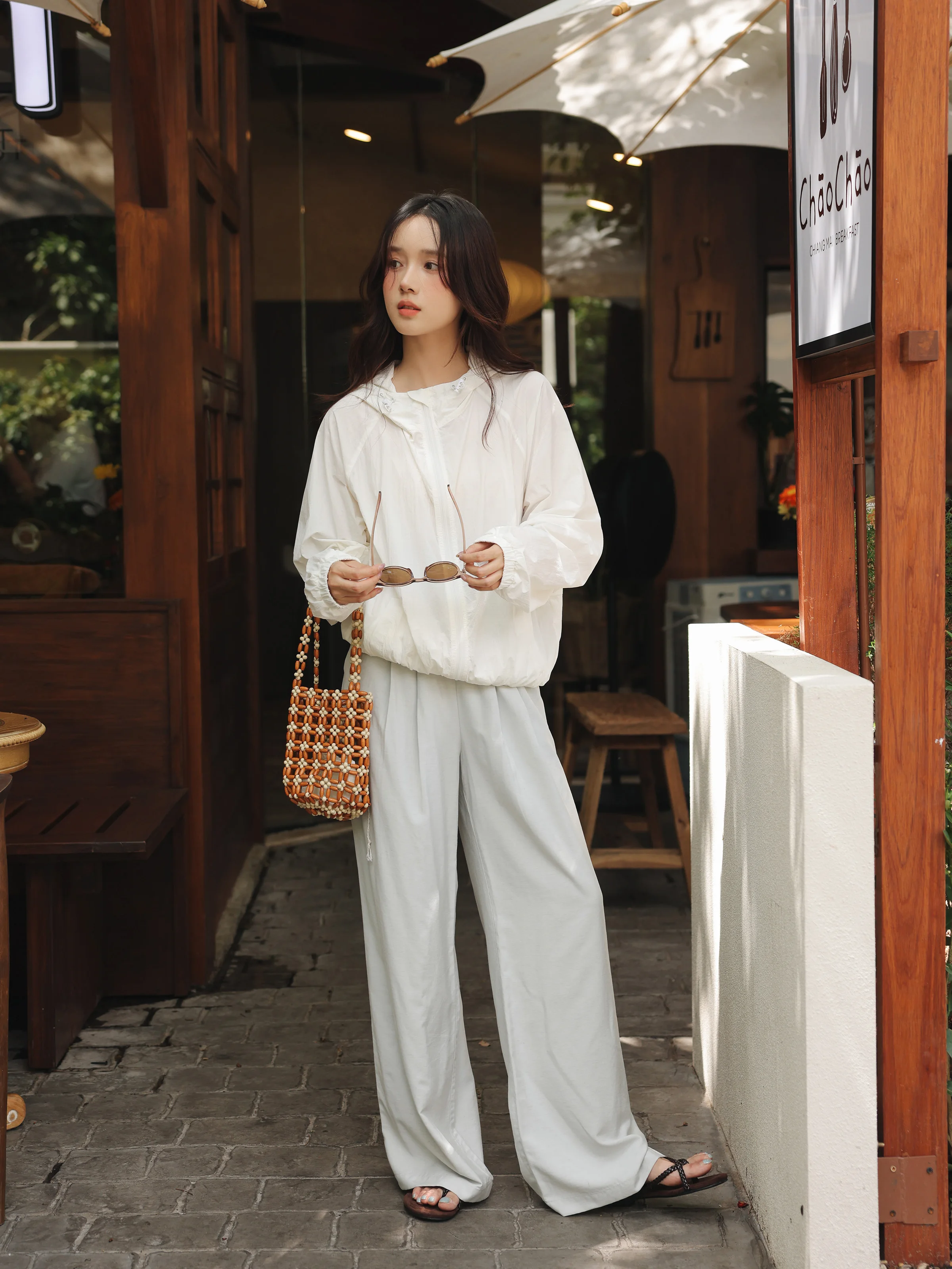 Summer Loose Wide Leg Pants High Waist Elastic Trousers Women Lightweight Casual Straight Long Palazzo Pants Beach Travel Outfit