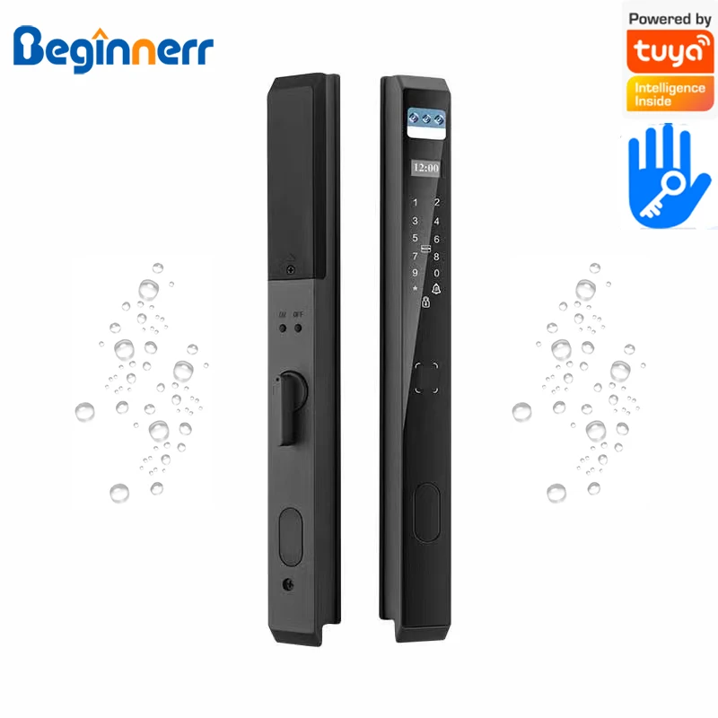 Face recog IP68 waterproof Automatic Smart Aluminum door Lock 3592 multipoint tuya wifi TTlock Fingerprint Exterior door lock