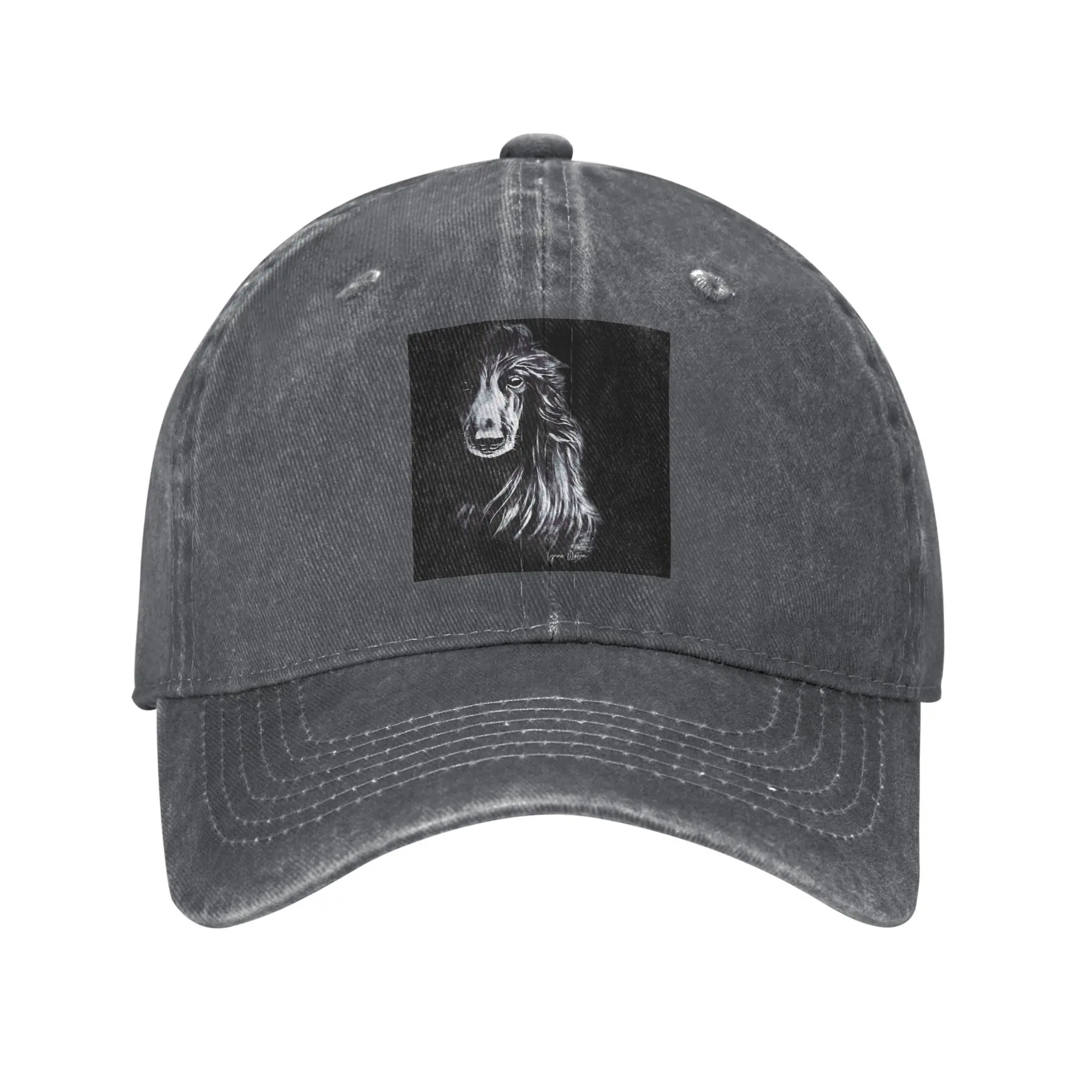 Afghan in Shadows Black Afghan Hound Denim Cap Casual Baseball Caps Adjustable Hat Summer Unisex Baseball Hats