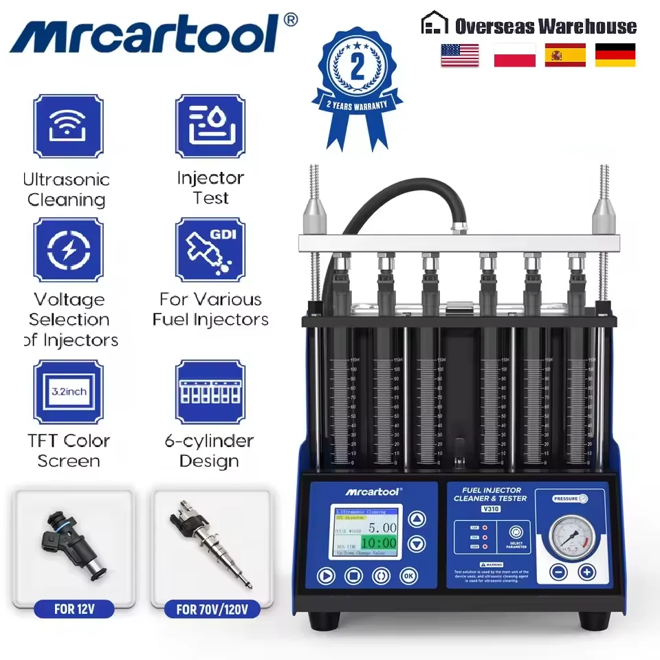 

MR CARTOOL V310 Автомобильные топливные форсунки GDI, тестер, машина для очистки, 6-цилиндровая автомобильная пьезо-топливная форсунка, шайба PK AUTOOL CT400