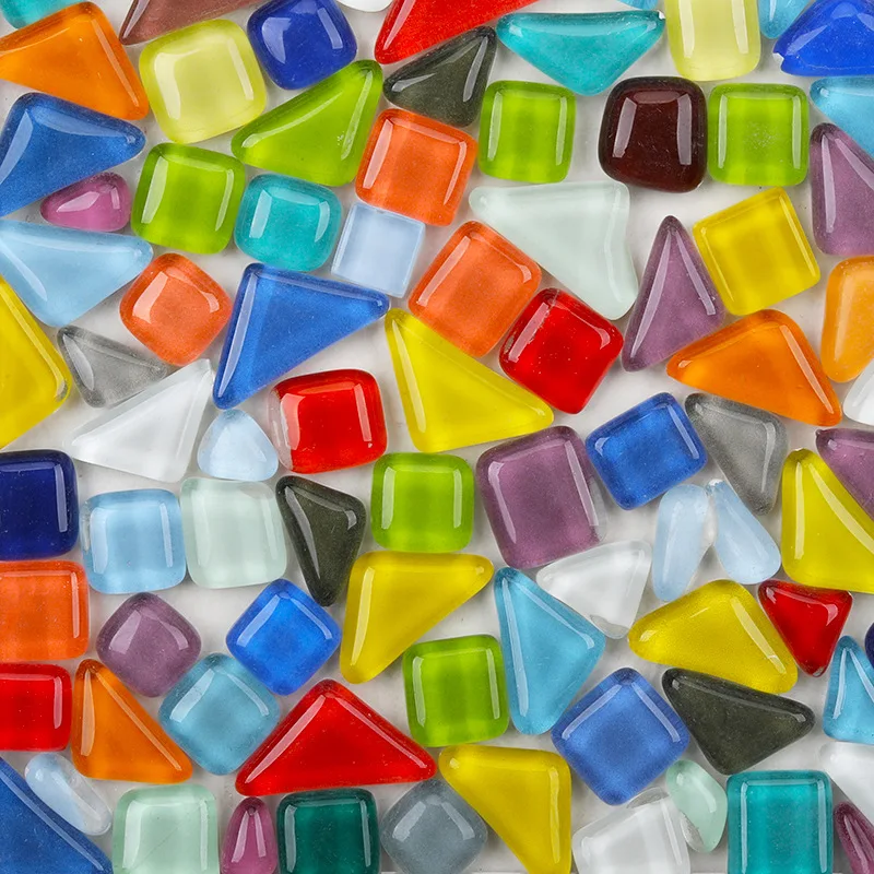 Square Glitter Glass Mosaic Tiles, Mixed Pieces, Assorted Co