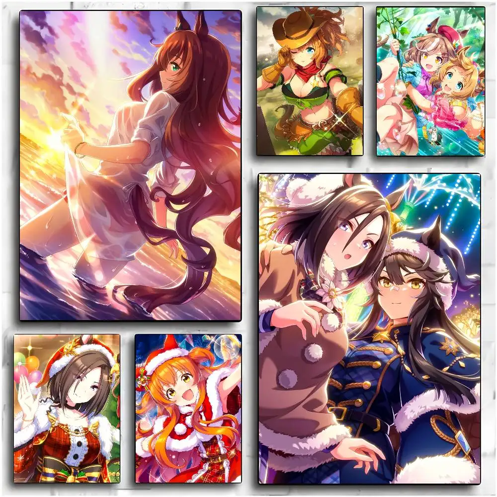 أنيمي U-Umamusume جميلة ديربي المشارك HD الفن لزجة جدار مقاوم للماء غرفة المعيشة المنزلي غرفة نوم الديكور الجمالي