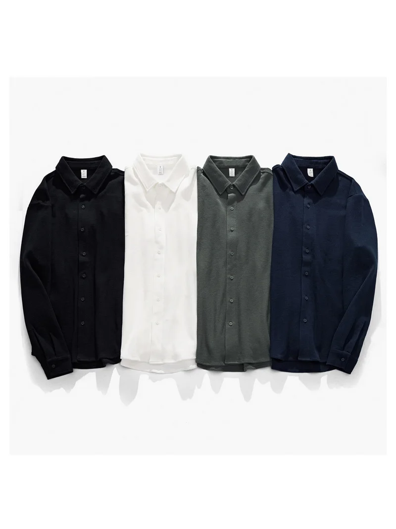

New Pure Cotton Flannel Comfortable Breathable Long Sleeve Collar Men's Spring Autumn Business Casual Shirt Outerwear Jacket