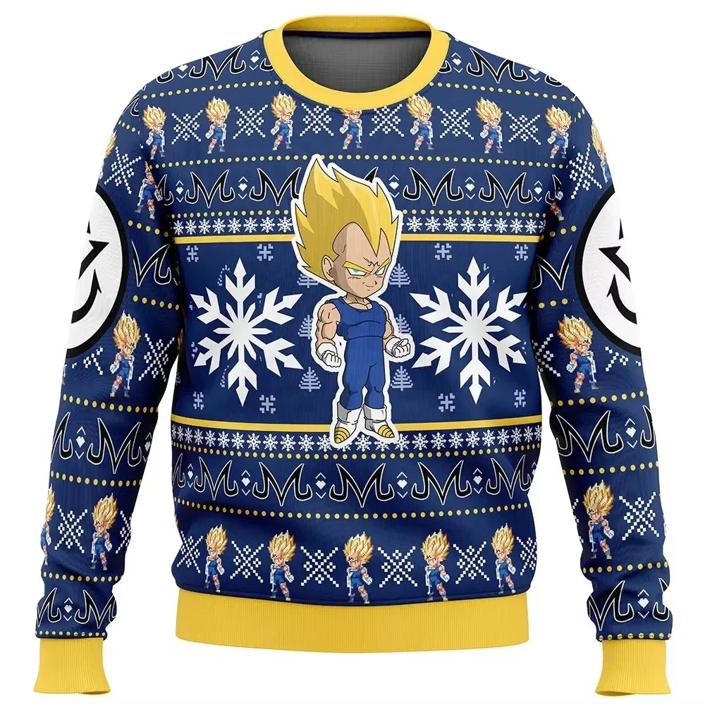 Anime Dragon Ball 3D Christmas Round Neck Hoodie Men Women Autumn Winter Warm Comfort Ugly Sweater Harajuku Family Matching