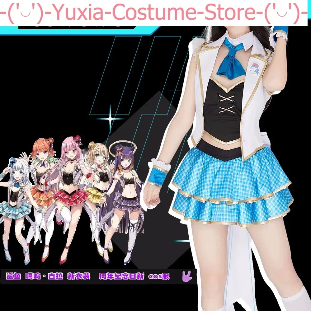 Anime! Vtuber Hololive Gawr Gura/Takanashi Kiara Anniversary New Clothes Uniform Cosplay Costume Halloween Party Outfit