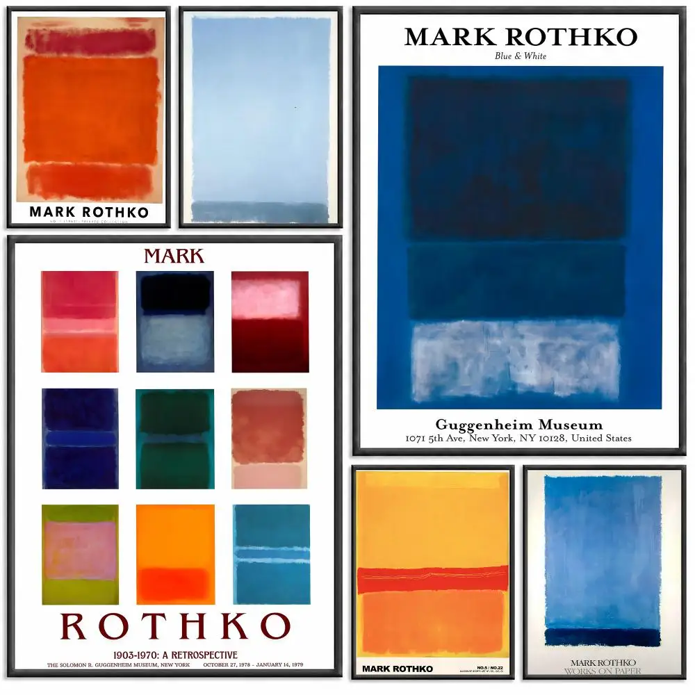 Abstract M-Mark R-Rothko art Poster Modern PP Paper Wall Decorative for Cafe Office Bar Home Wall Decor Gift
