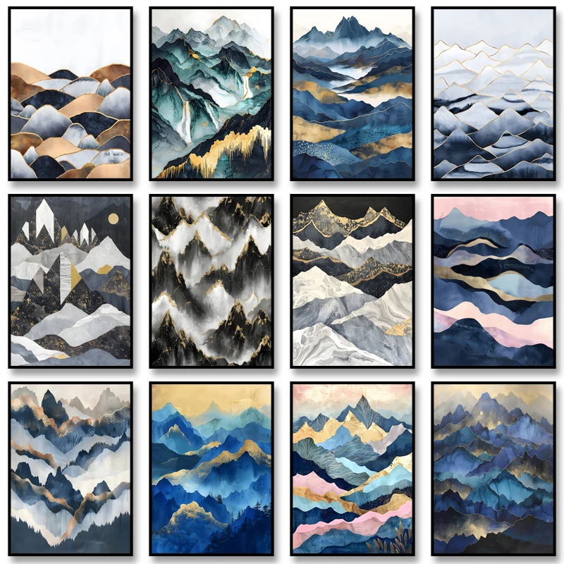 Watercolour Hills Poster Abstract Mountains Print Canvas Painting Modern Wall Art Picture for Room Cuadros Home Decoration