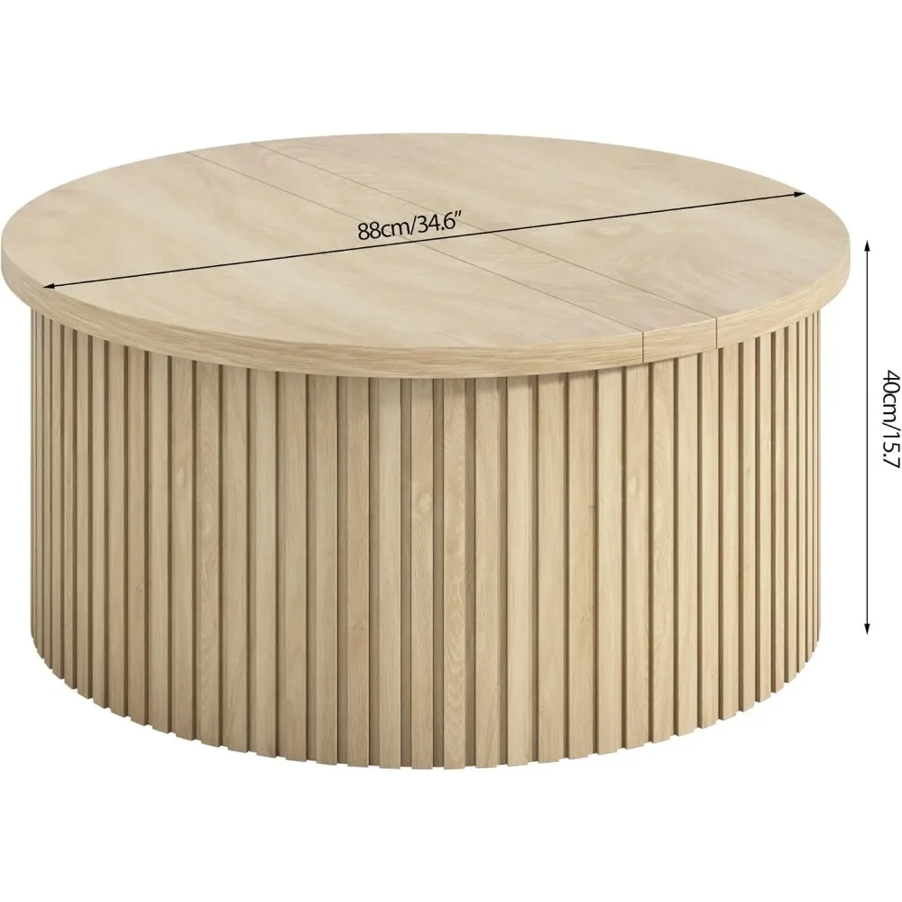 Mesa de centro elevable simple con almacenamiento, redonda para sala de estar, mesa de centro, centro de madera a la moda