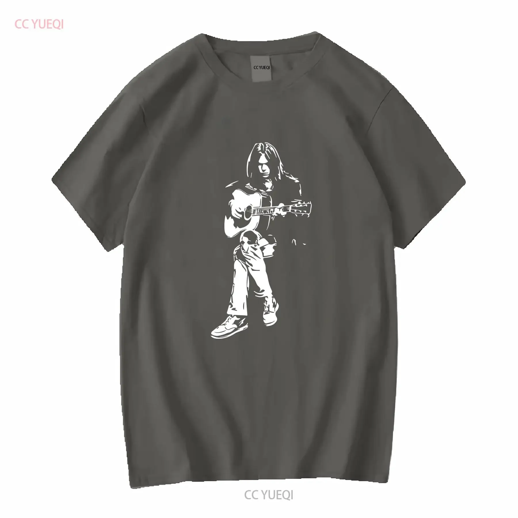 نيل يونغ تي شيرت الشعبية روك كروسبي ستيلز ناش خمر غسلها الرسم عارضة مريحة امتدت قليلا