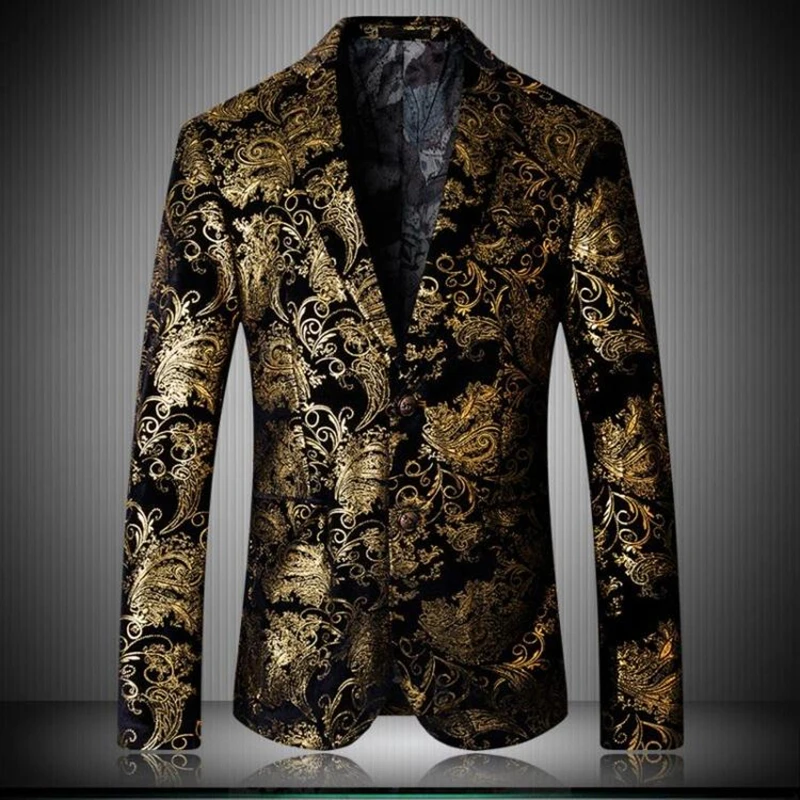 2023 Fashion New men\'s Casual Trend Flower Suit/maschile Slim fit blazer giacca cappotto stampa Dress