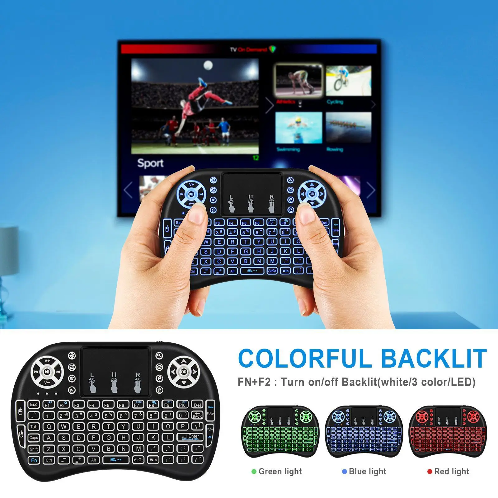 Backlit Mini Wireless Keyboard French Azerty Language Air Mouse With Touchpad RGB PC TV Box Keybord Gamer Air Kit Key Pad Keypad