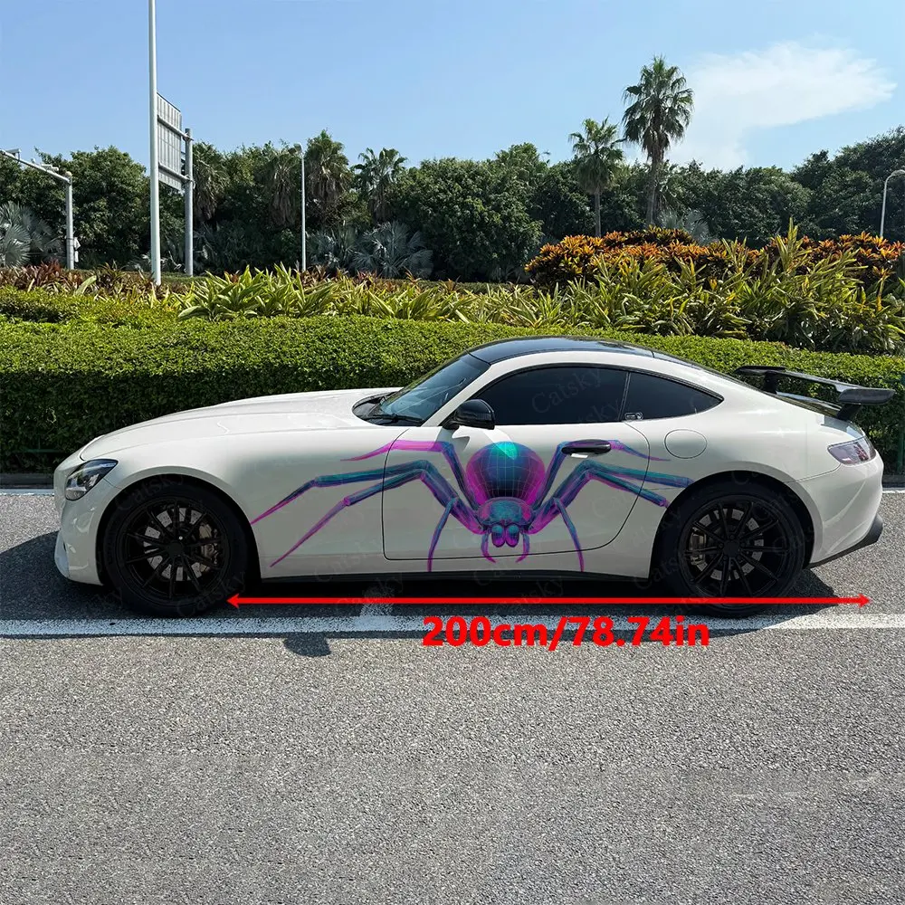 2pcs Galaxy Spider Car Side Wraps, Self-Adhesive PVC Waterproof & Scratch-Resistant Stickers, Car Accessory Gift
