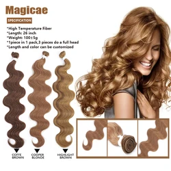 Magicae Body Wave Synthetic Hair Bundles Piano Blonde 26 Inch Bundles Hair Weave colorful Body Hair Extensions