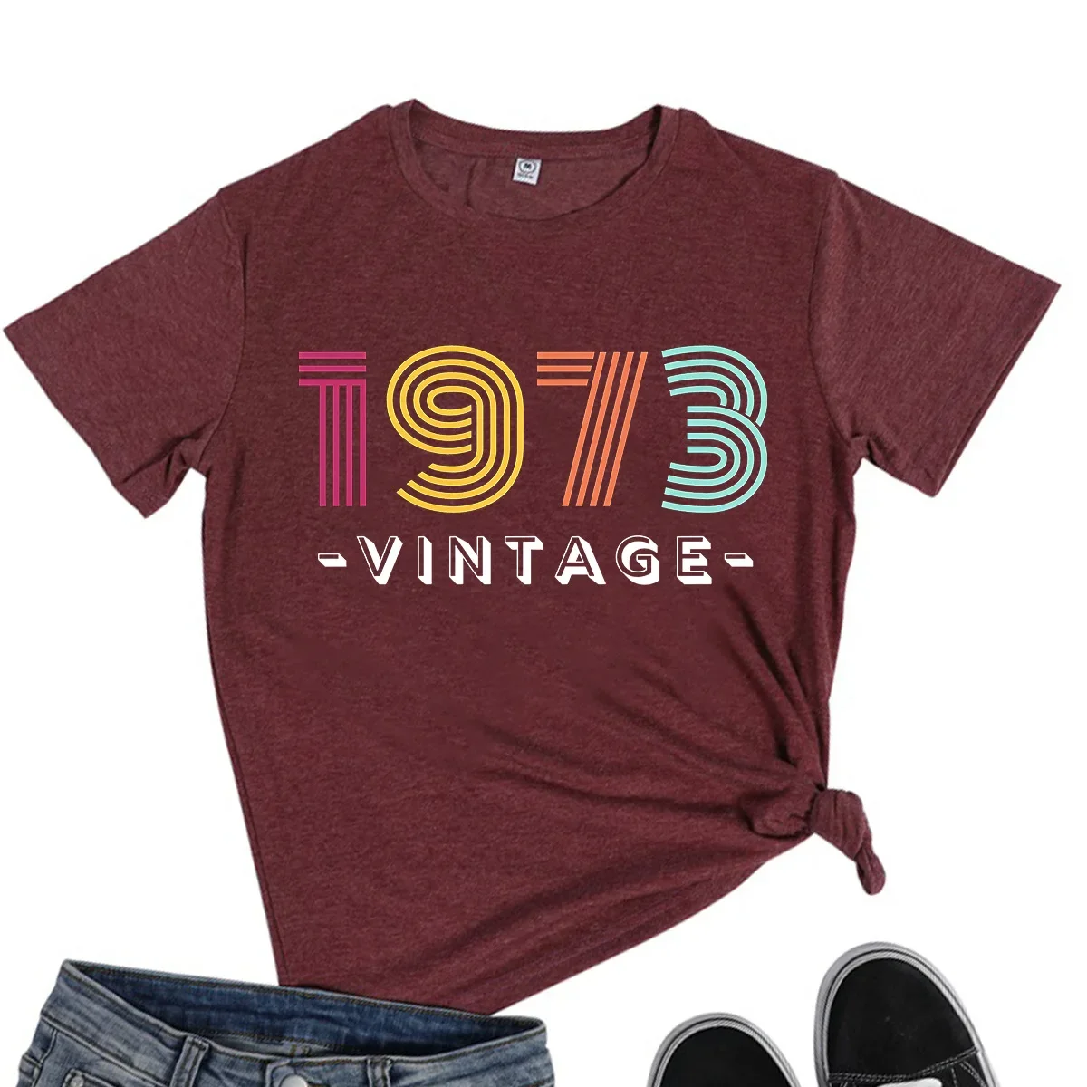 1973 VINTAGE Letter Print Women T Shirt Short Sleeve ONeck Loose Women Tshirt Ladies Tee Shirt Tops Clothes Camisetas Mujer