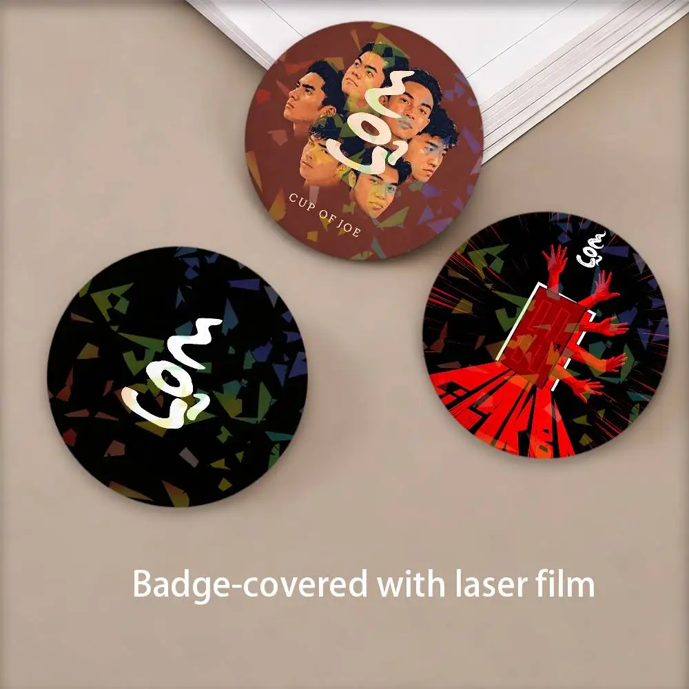 Rock Band C-CuP-P of J-JoE-E Round Badge Lapel Pins for Backpacks Briefcase Laser Brooch Clothes Gifts