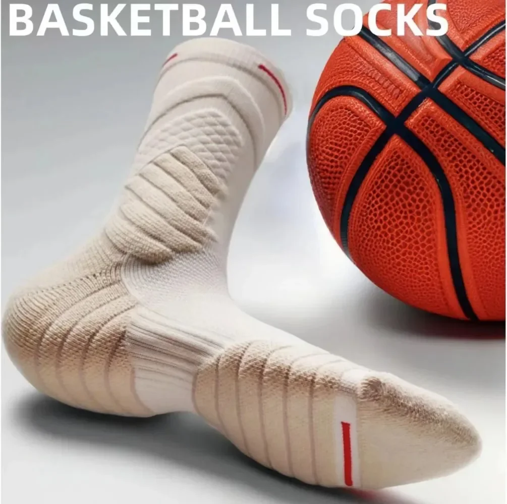 

1Pair Professional Practical Basketball Socks Sports For Men Socks TowelsBottom Thickened Shock Absorptions Football Socks