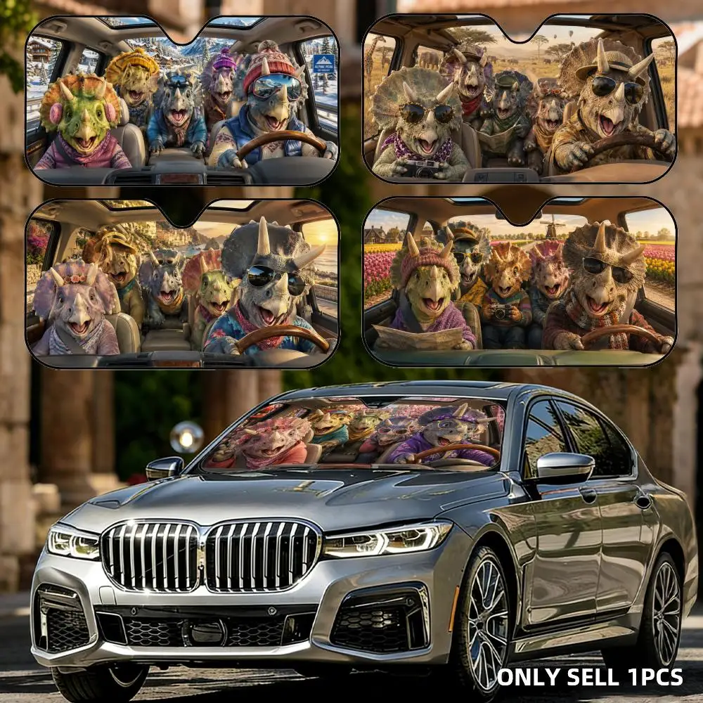 

Funny Triceratops Driving Sun Visor Car Windshield Sun Shade Front Window Sunshade UV Block Heat Insulation Cover Parasol