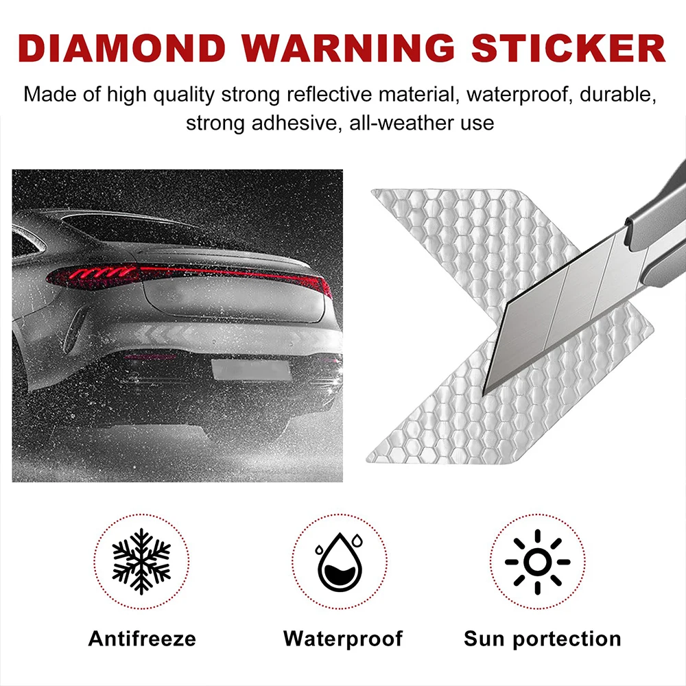 20pcs Car Bumper Reflective Safety Strip Stickers Warning Reflector Tape Waterproof High Visibility for Riding Helmet Sticker