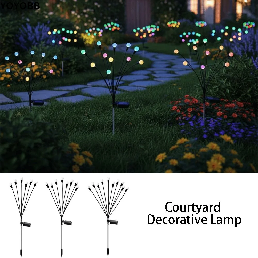 

IP65 Waterproof Solar Firefly String Lights Wind Motion Creative Personalized LED Garden Lights 6 LED New Upgraded
